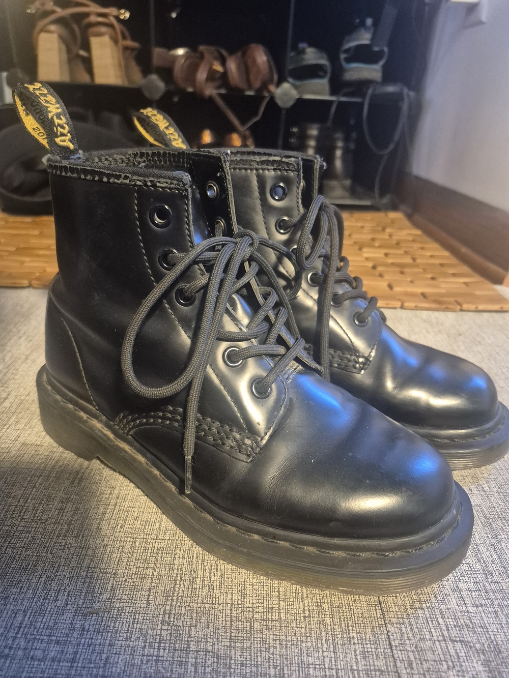 Dr. Martens Black Leather 6- or 8-Eye Lace-Up Kids Boots